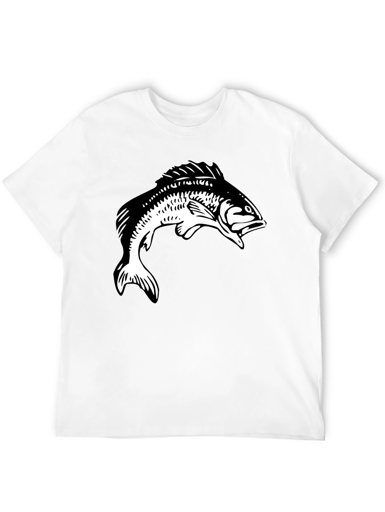 Fish Graphic Tee - Black Cotton T-Shirt
