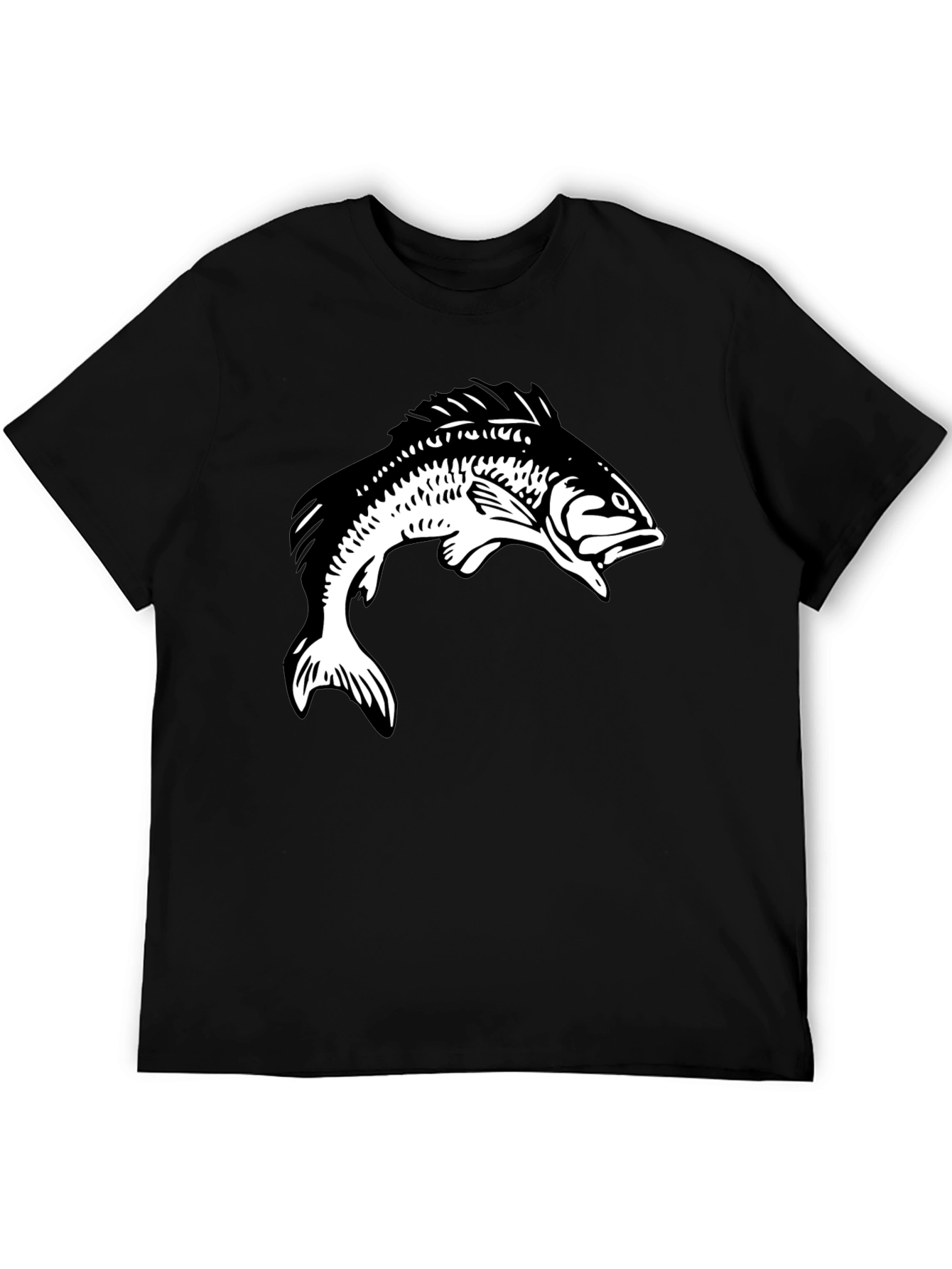 Fish Graphic Tee - Black Cotton T-Shirt