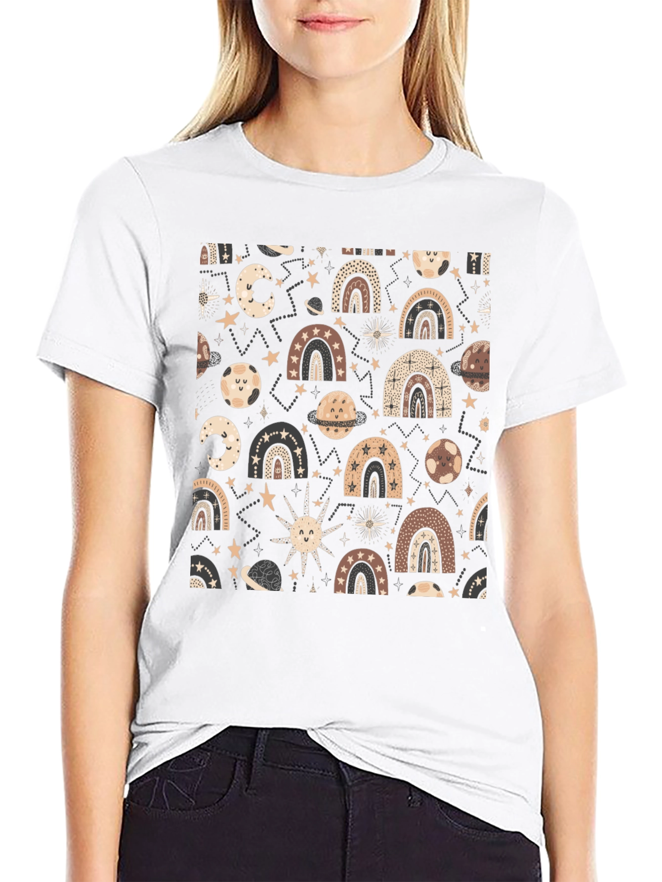 Celestial Rainbow Graphic Tee - Black Unisex T-Shirt