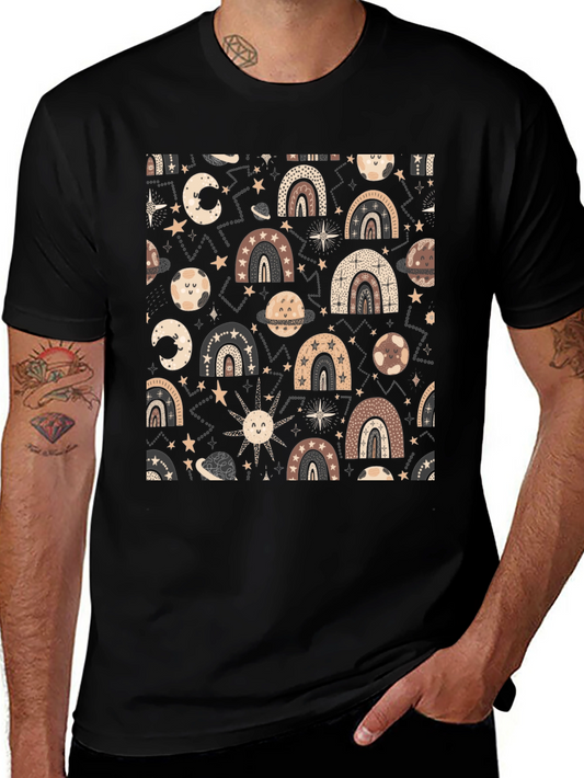 Celestial Rainbow Graphic Tee - Black Unisex T-Shirt