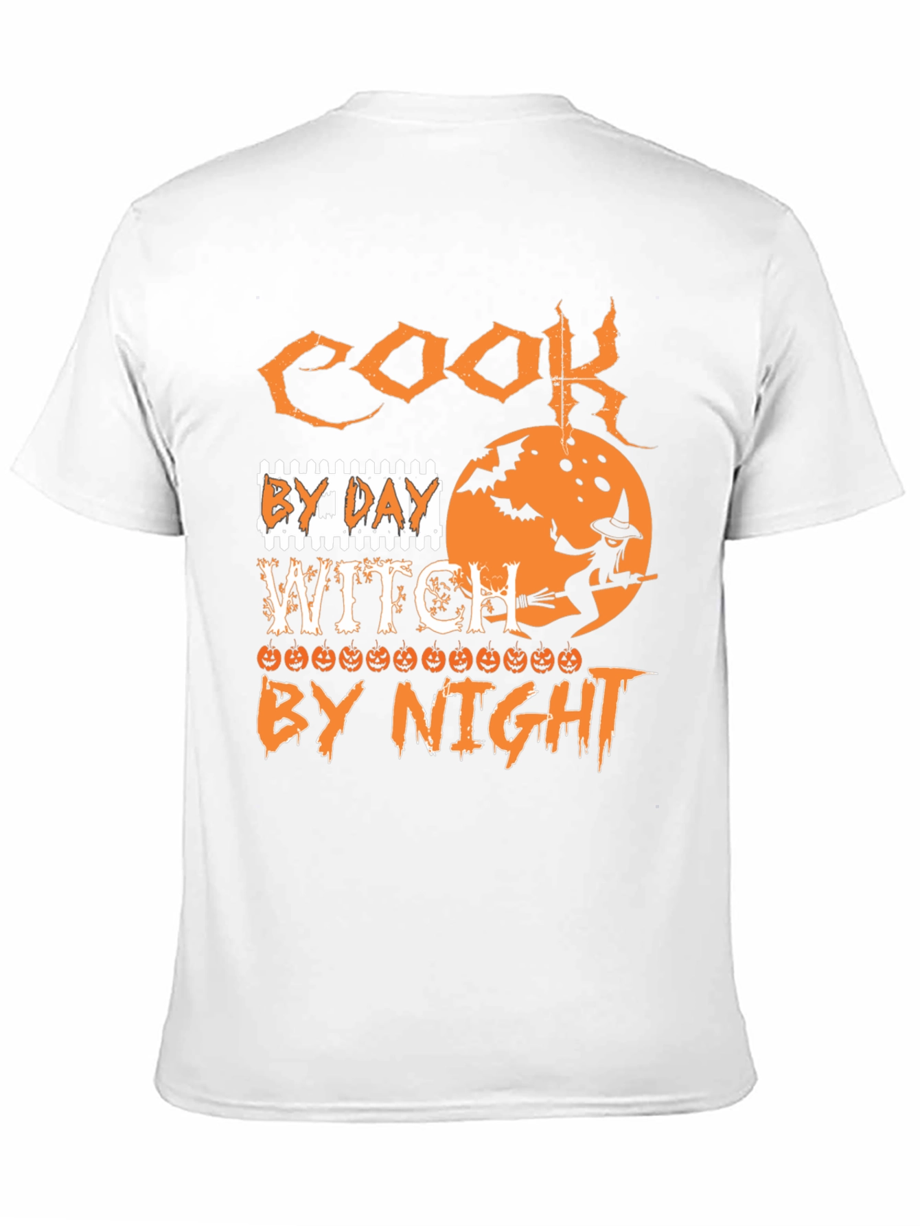 Cook By Day Witch By Night Halloween Graphic T-Shirt