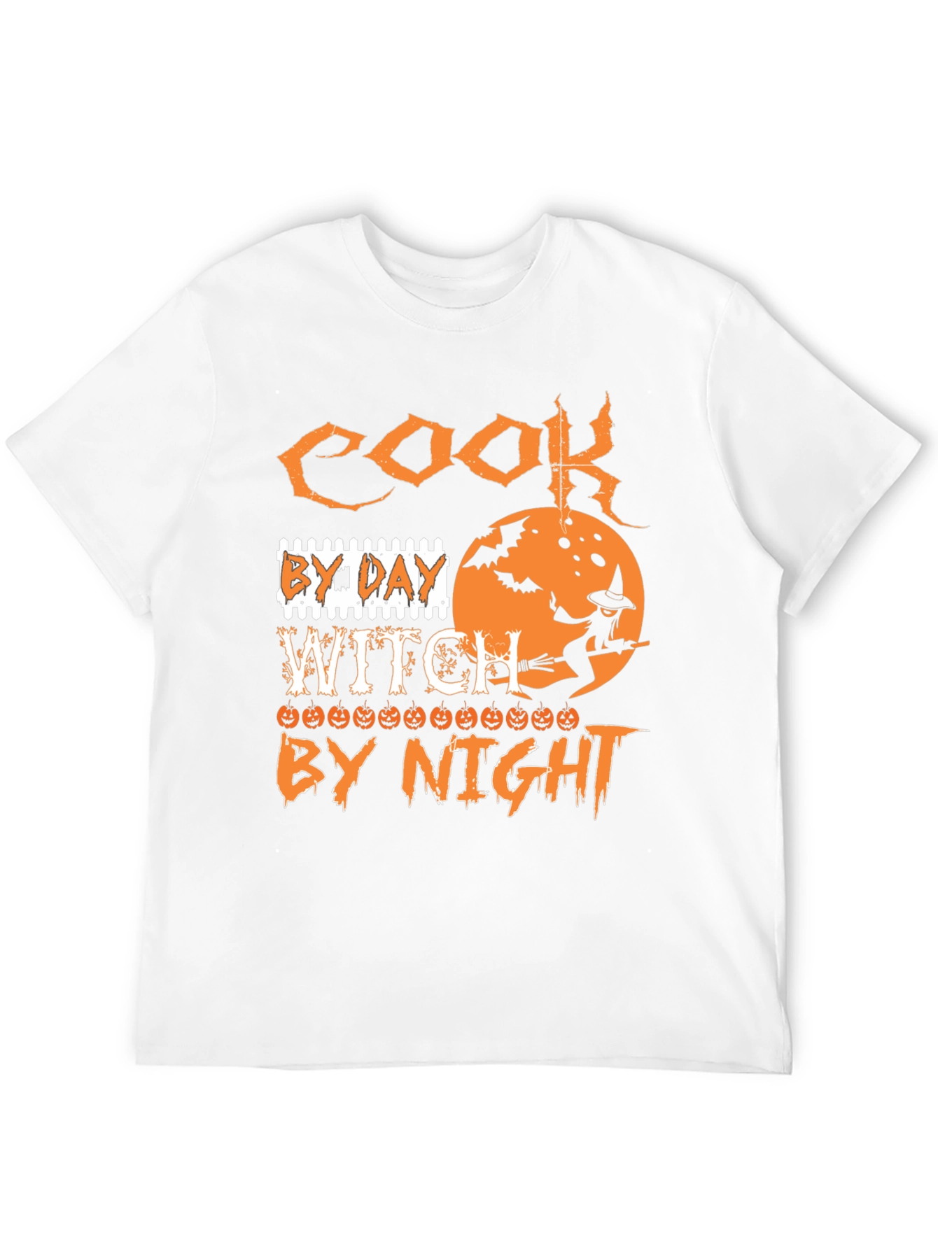 Cook By Day Witch By Night Halloween Graphic T-Shirt