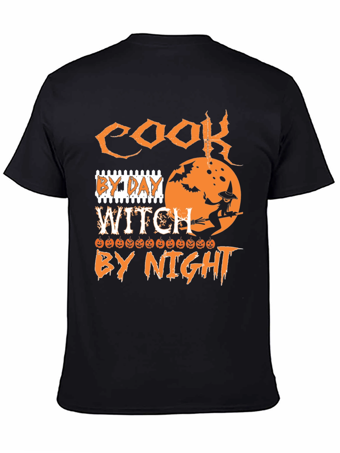 Cook By Day Witch By Night Halloween Graphic T-Shirt