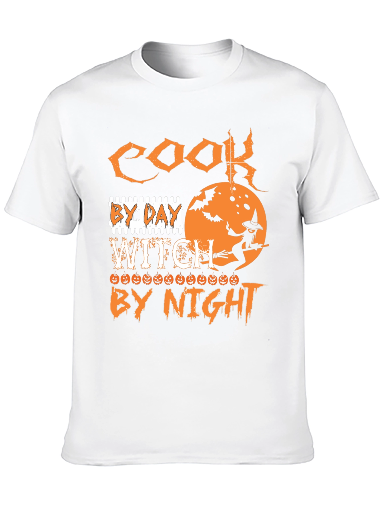 Cook By Day Witch By Night Halloween Graphic T-Shirt