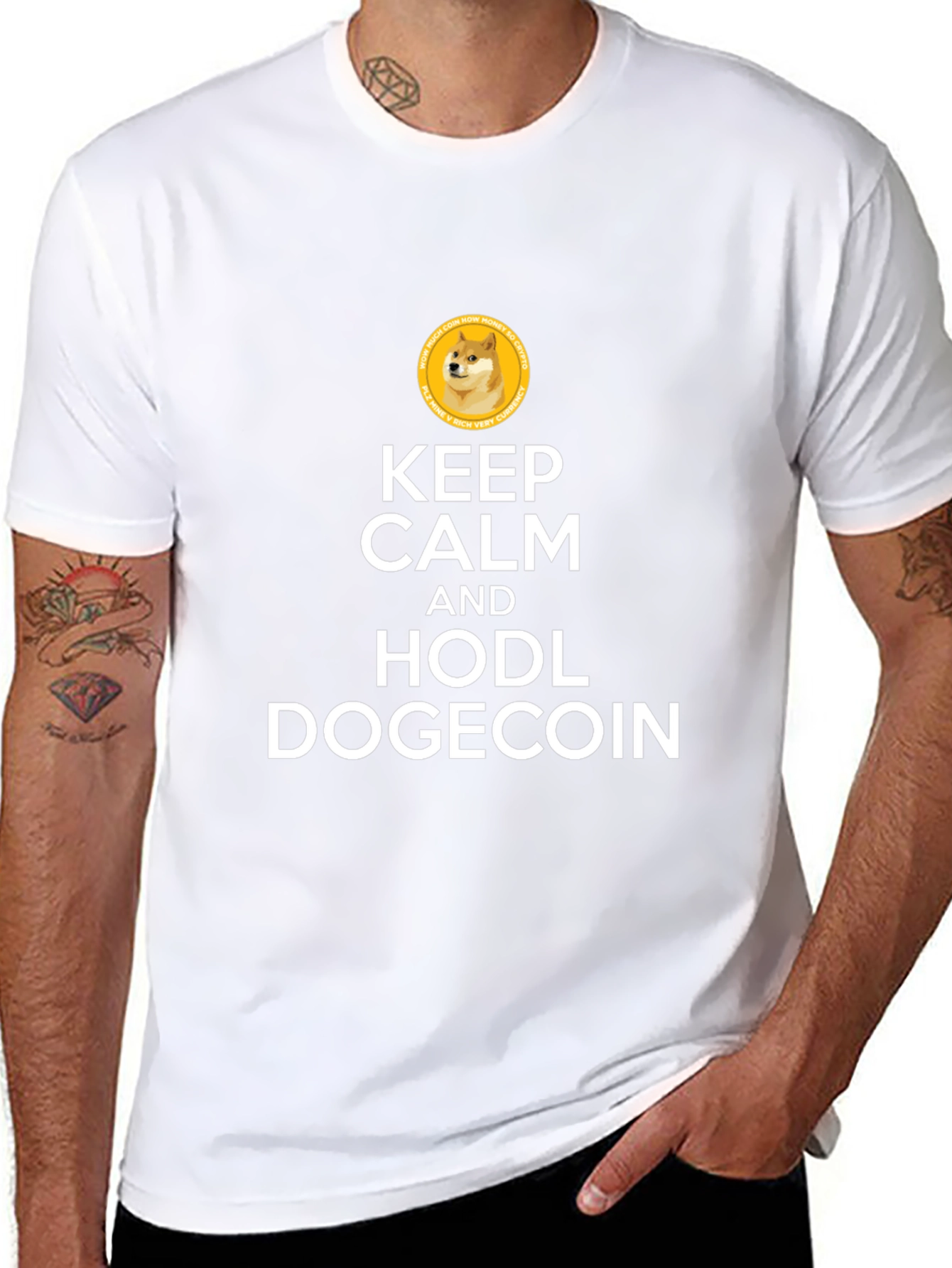 Keep Calm HODL Dogecoin Black T-Shirt