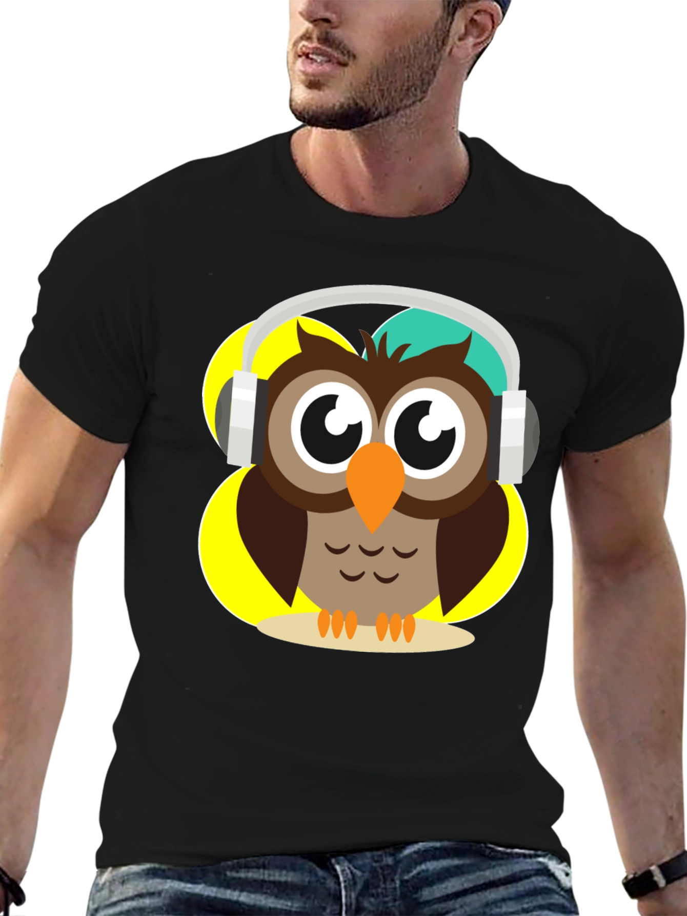 Owl Wearing Headphones Graphic T-Shirt