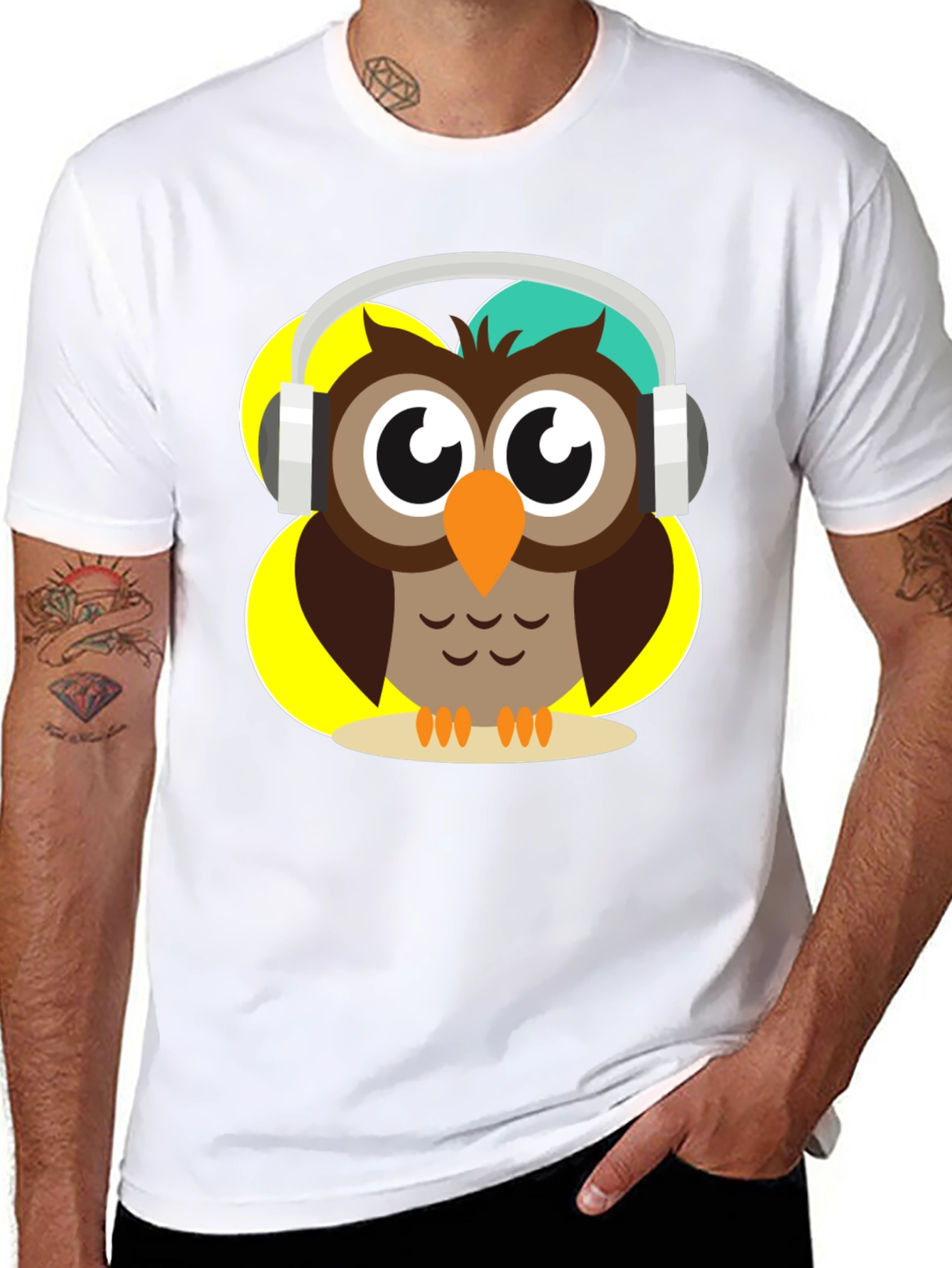 Owl Wearing Headphones Graphic T-Shirt
