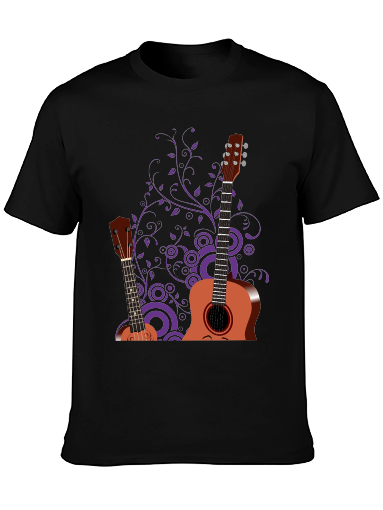 Stylish Guitar Graphic Black T-Shirt - Music Lover Tee