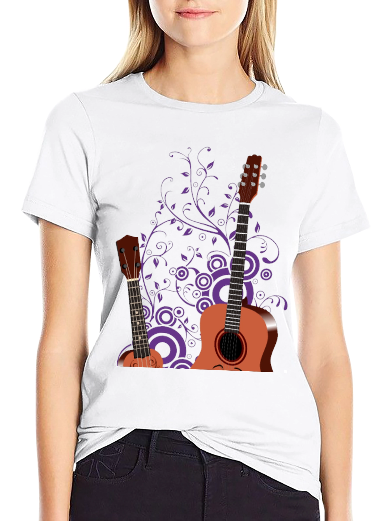 Stylish Guitar Graphic Black T-Shirt - Music Lover Tee