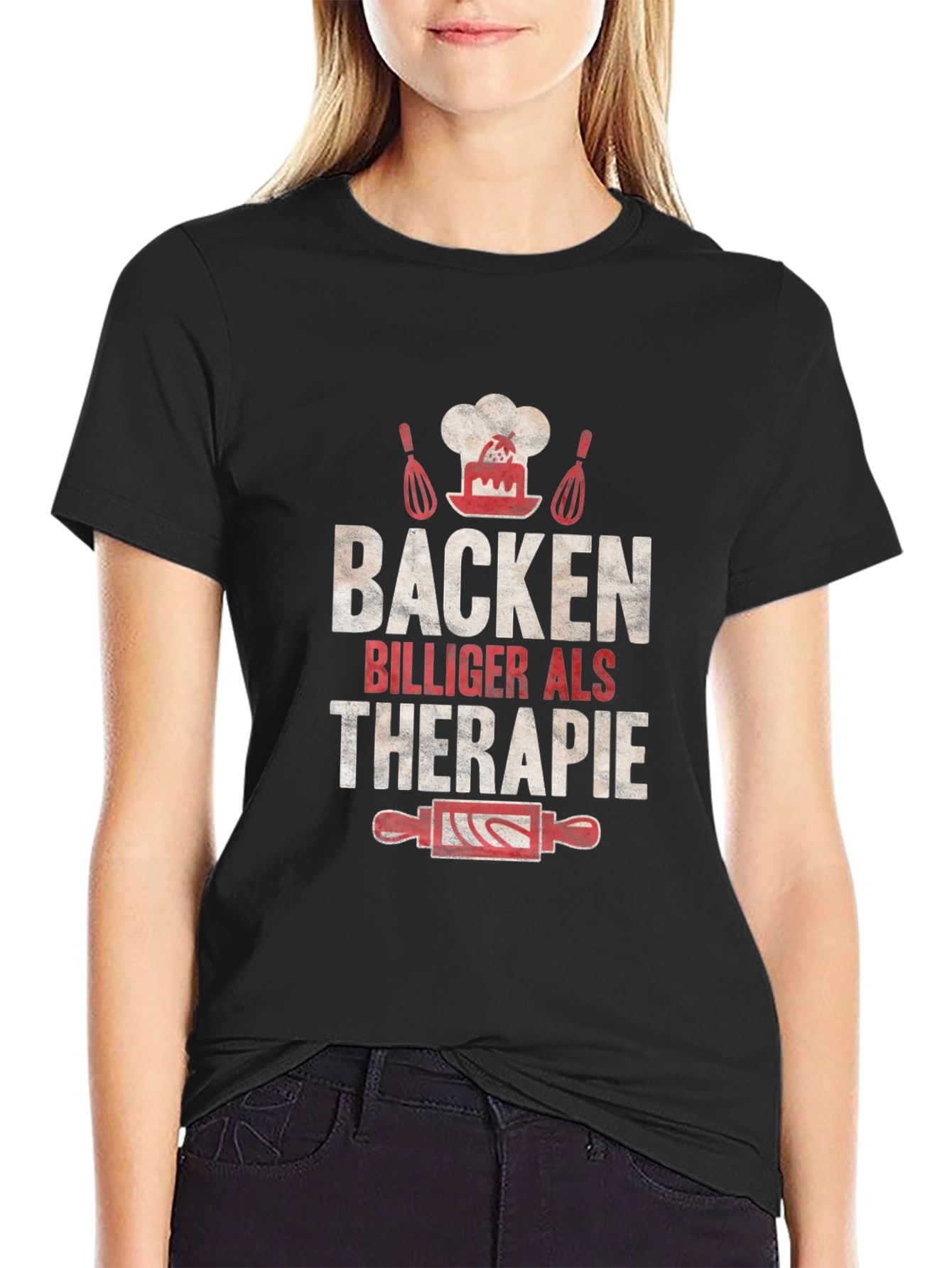 Baking Cheaper Than Therapy Black T-Shirt