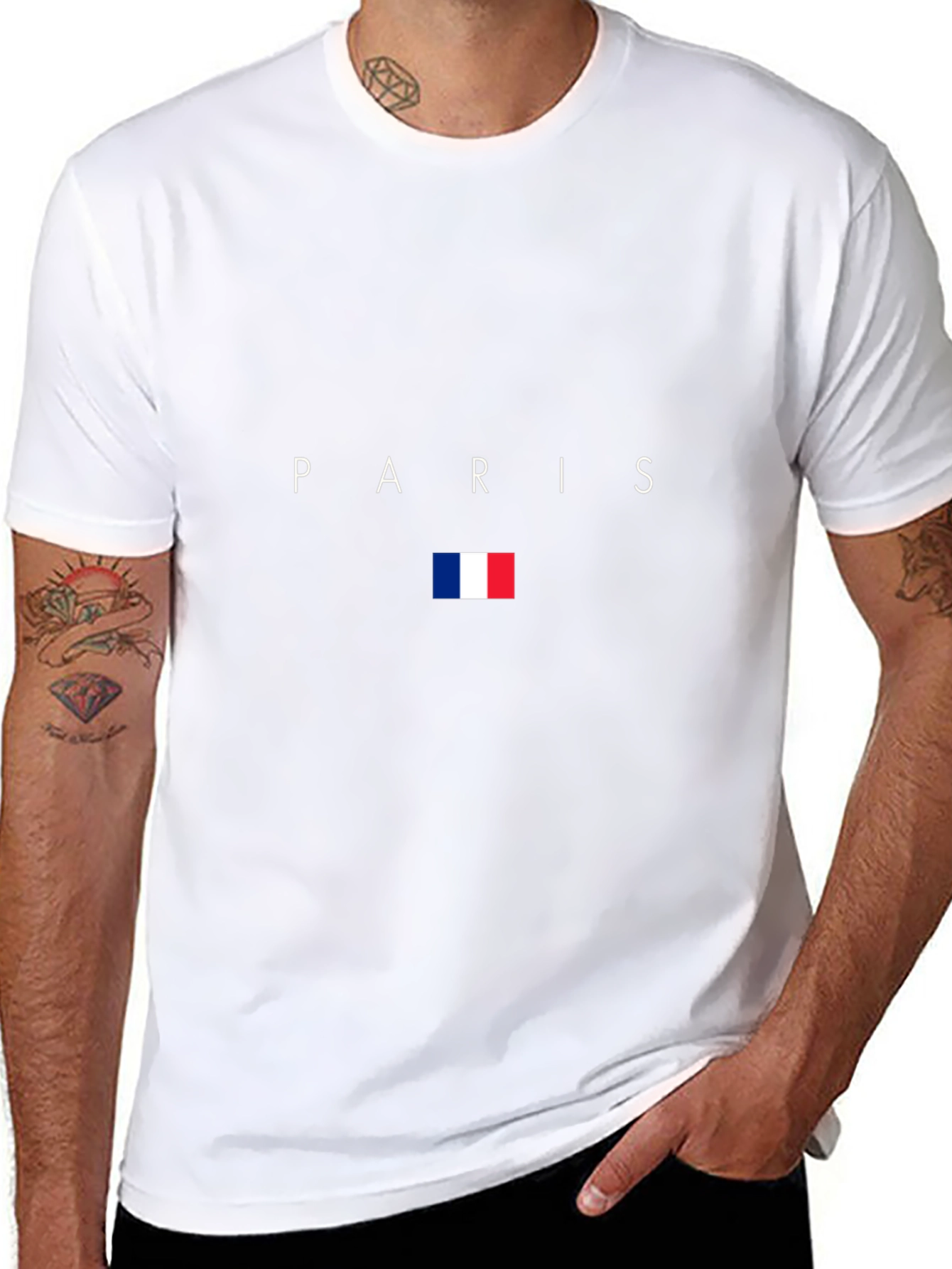 Paris France Flag Graphic Black T-Shirt