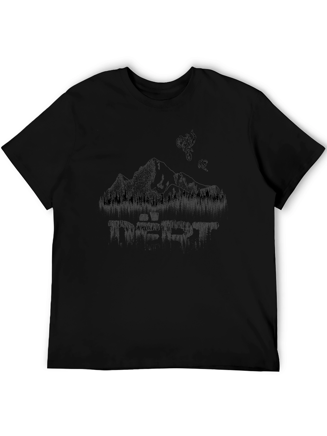 Dirt Bike Mountain Graphic Tee - Black Cotton Shirt