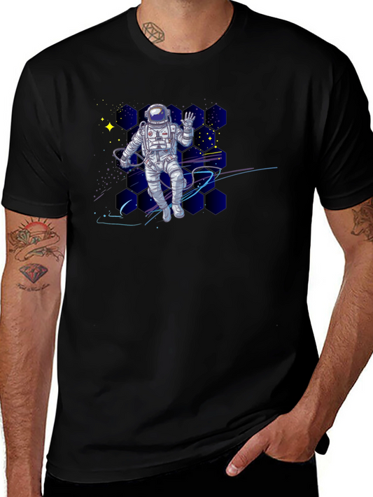Astronaut in Space Black T-Shirt