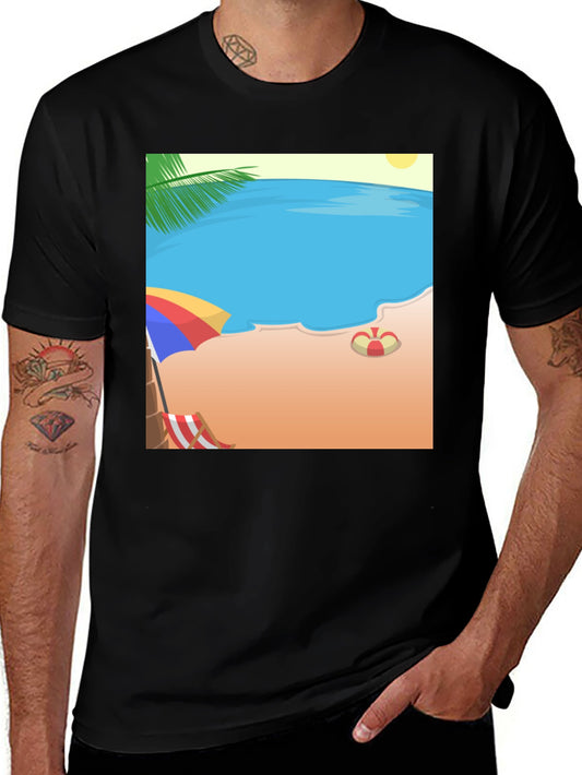 Beach Cartoon Graphic T-Shirt