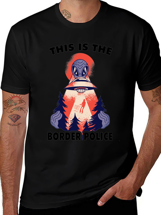 Alien Border Police Graphic Tee - Black