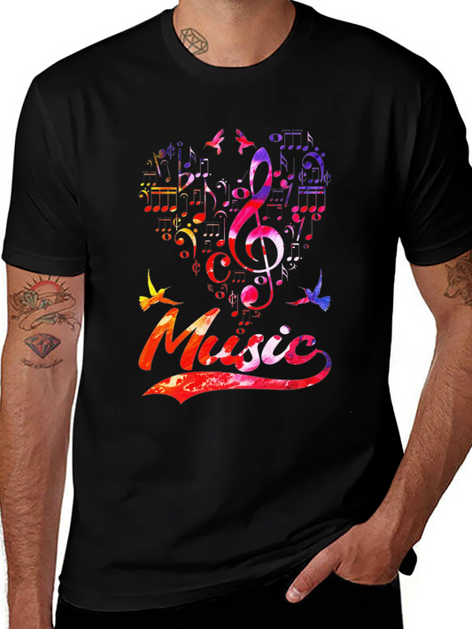 Music Heart T-Shirt - Colorful Treble Clef Design