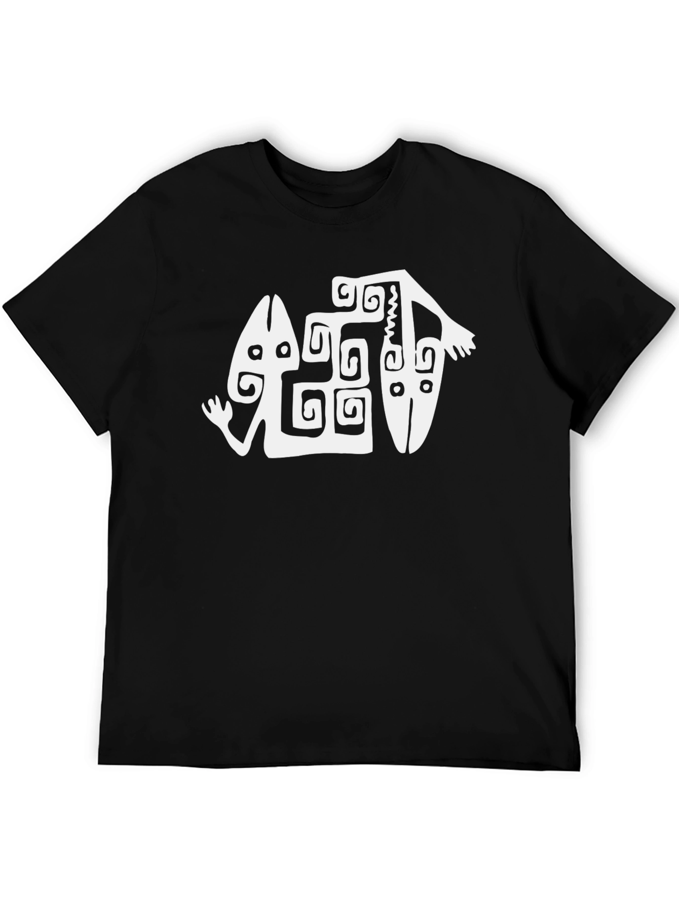 Tribal Art Graphic Tee - Black Cotton Blend