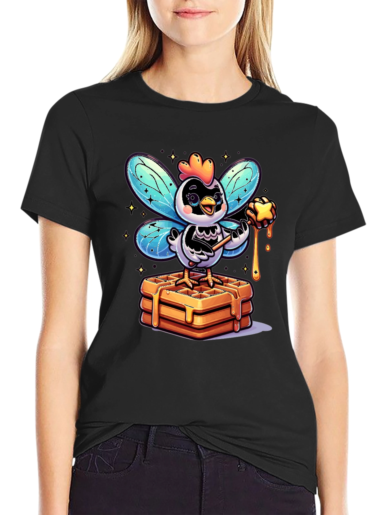 Whimsical Chicken Fairy Waffle Lover T-Shirt