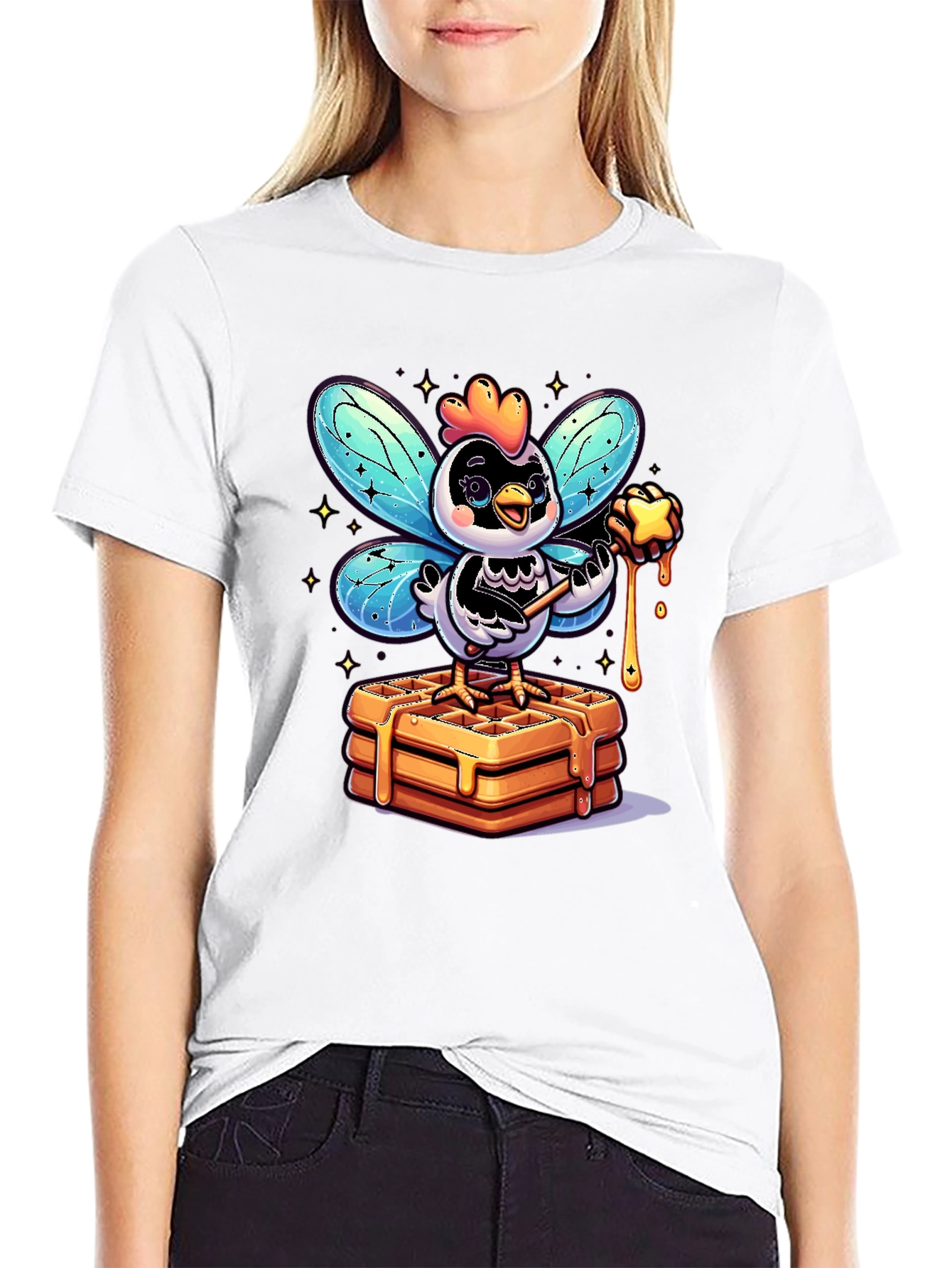 Whimsical Chicken Fairy Waffle Lover T-Shirt