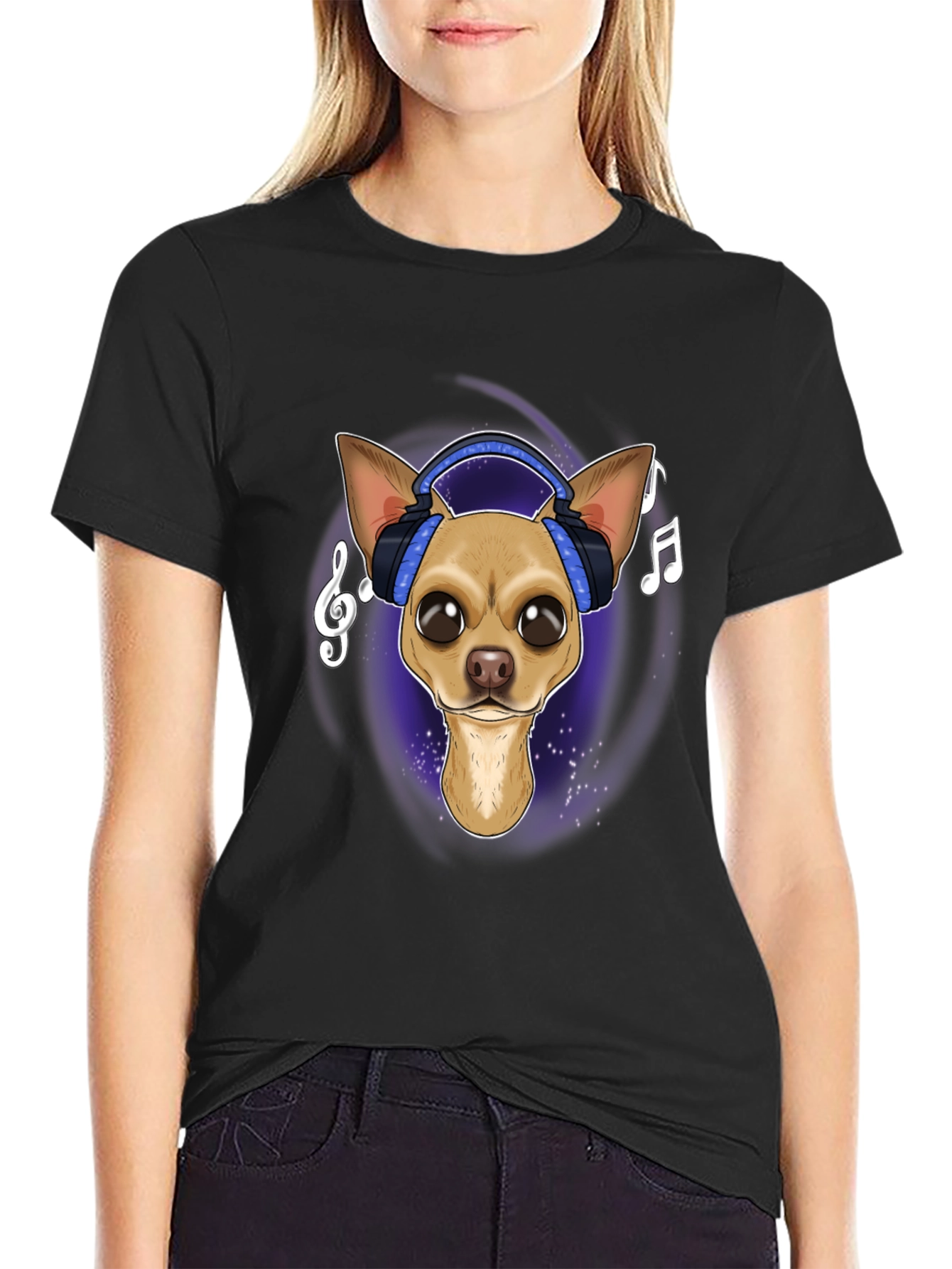 Dog with Headphones Graphic T-Shirt