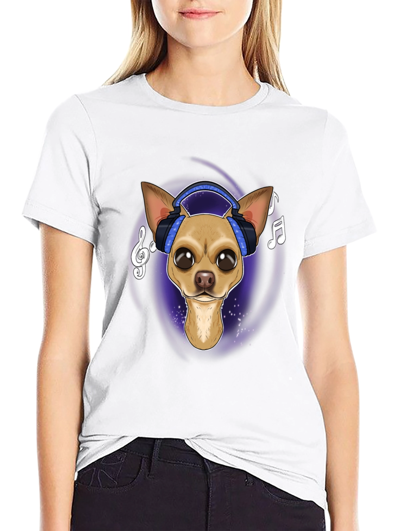 Dog with Headphones Graphic T-Shirt