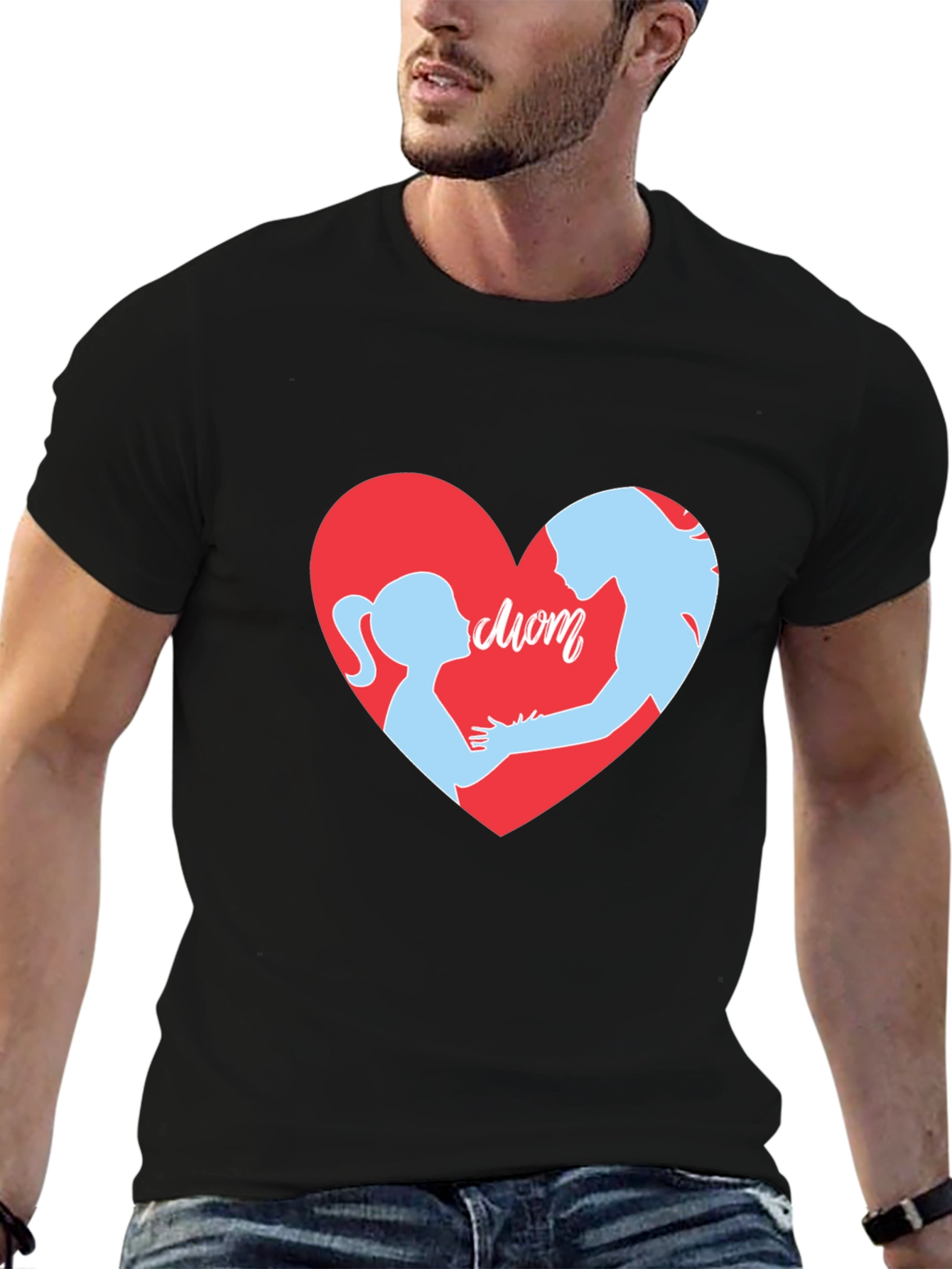 Mom & Daughter Heart T-Shirt - Black