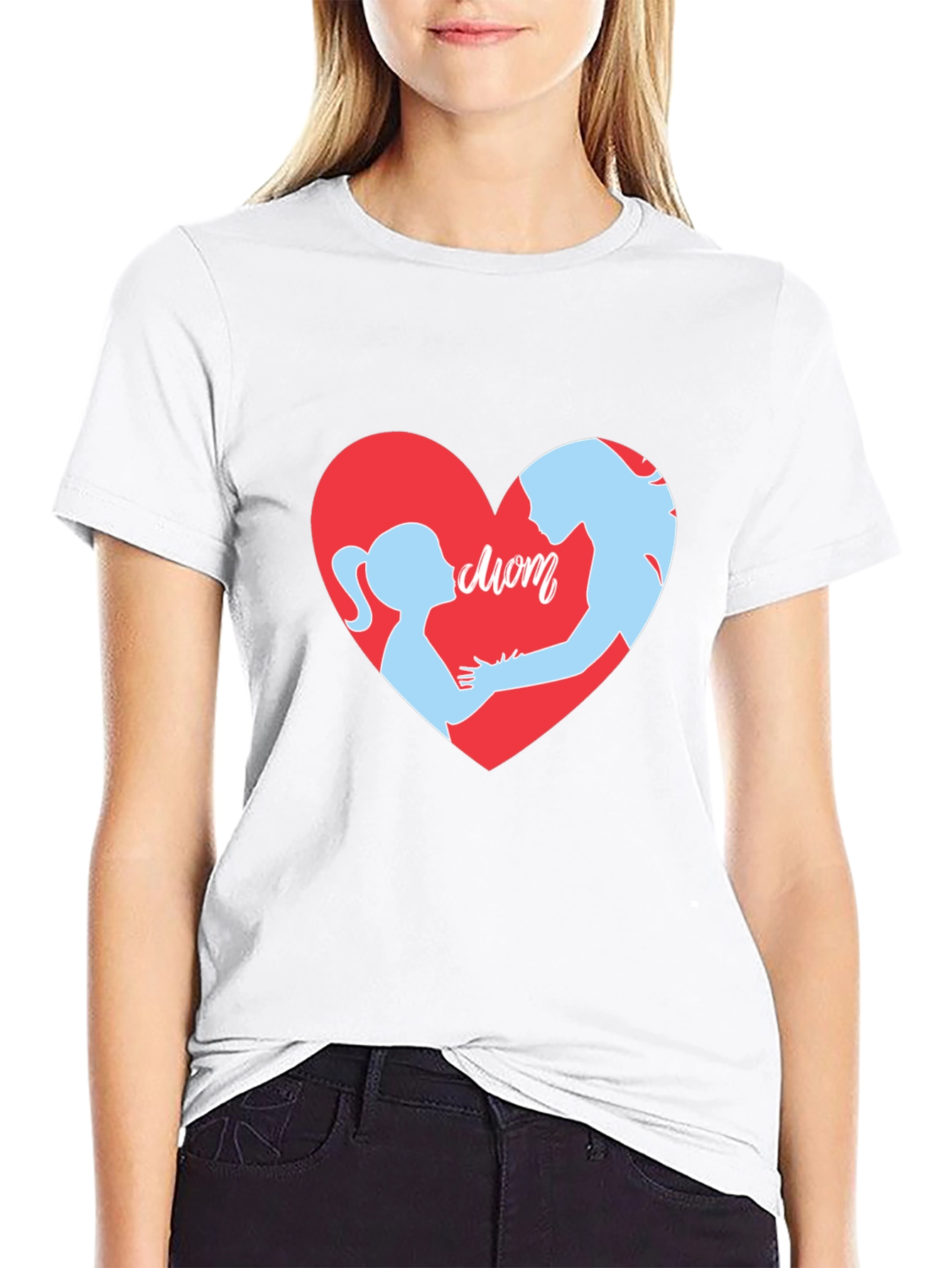 Mom & Daughter Heart T-Shirt - Black