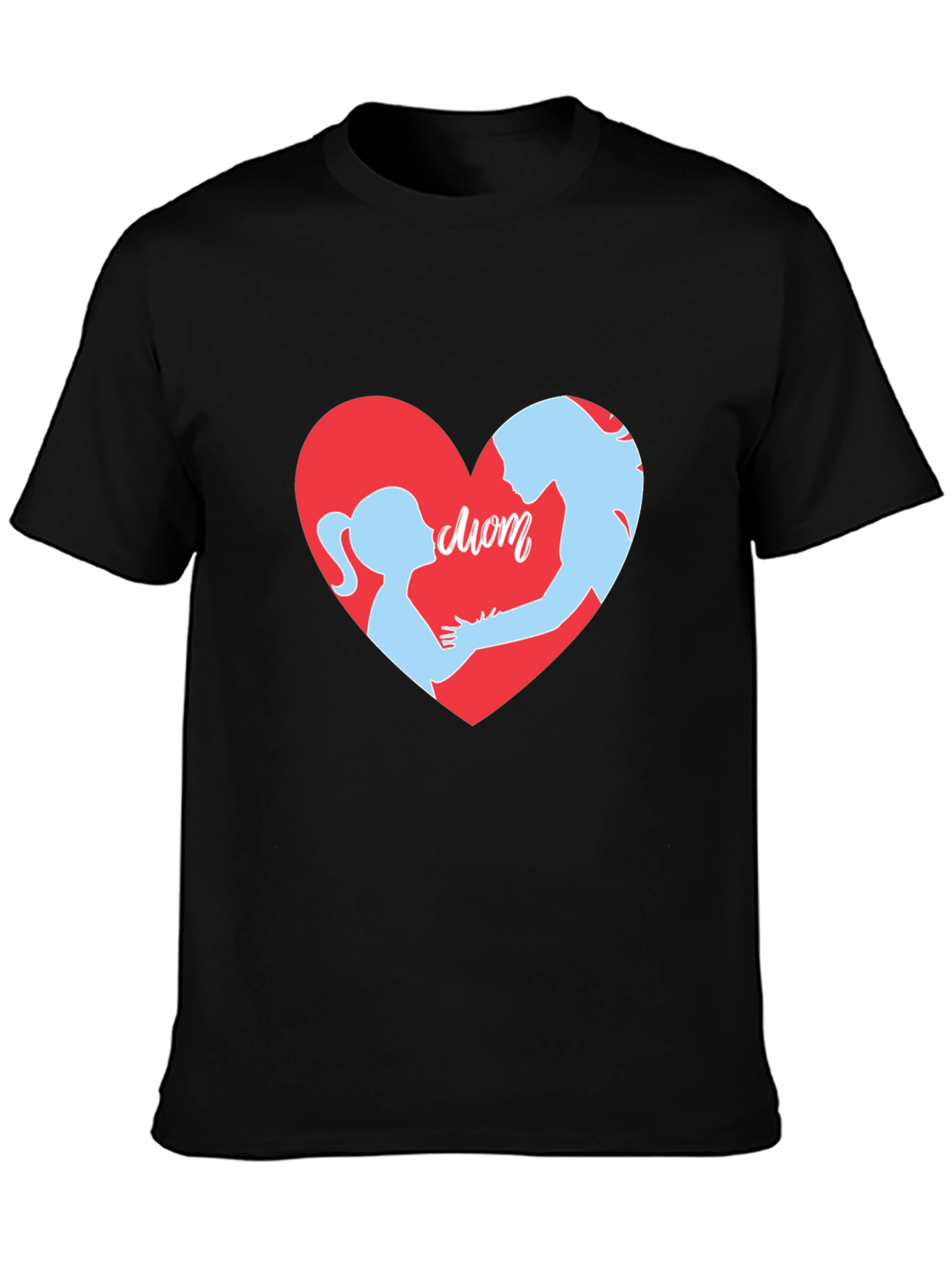 Mom & Daughter Heart T-Shirt - Black