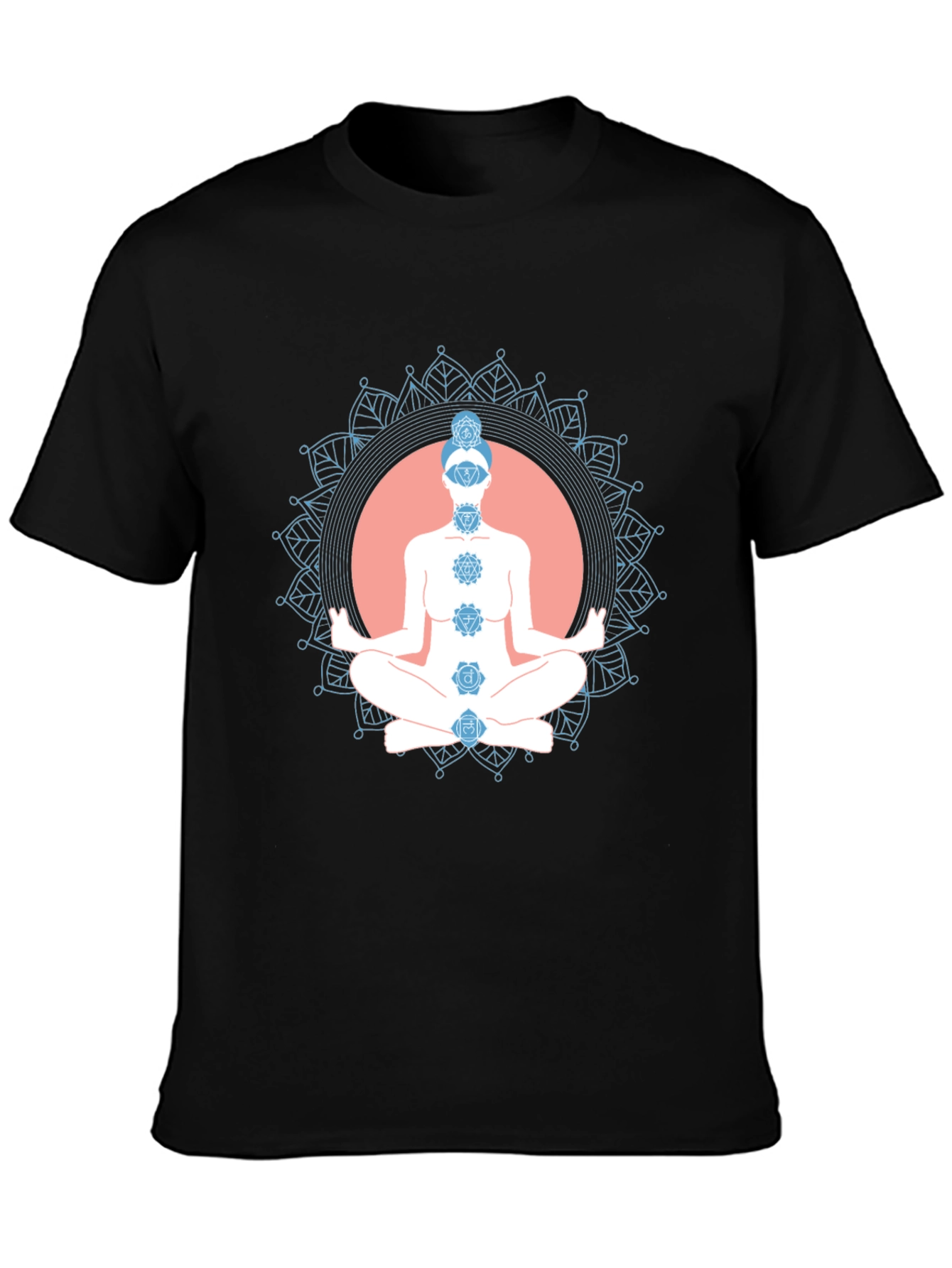 Chakra Meditation Graphic Black T-Shirt