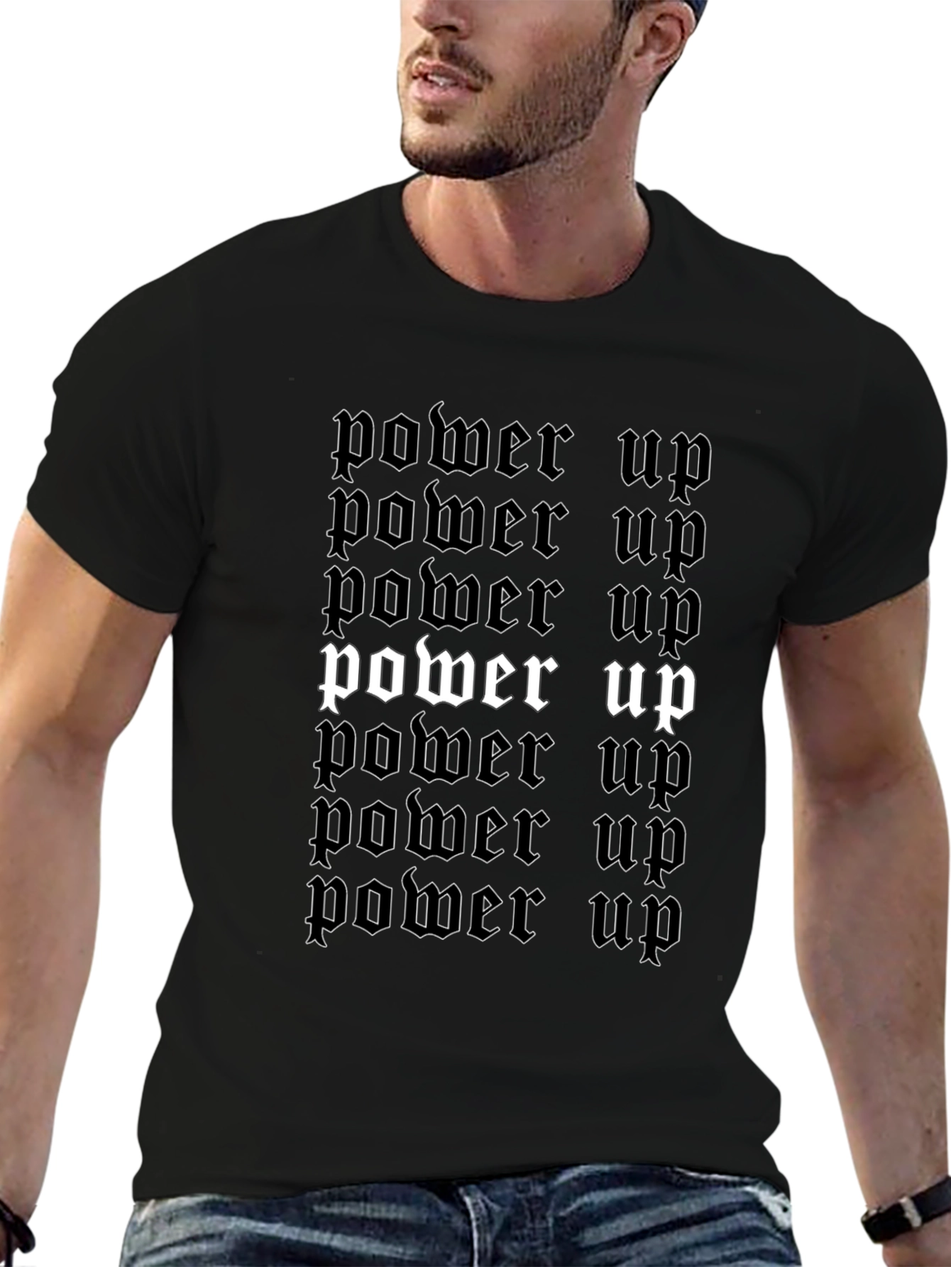Power Up Graphic Tee - Trendy Black T-Shirt