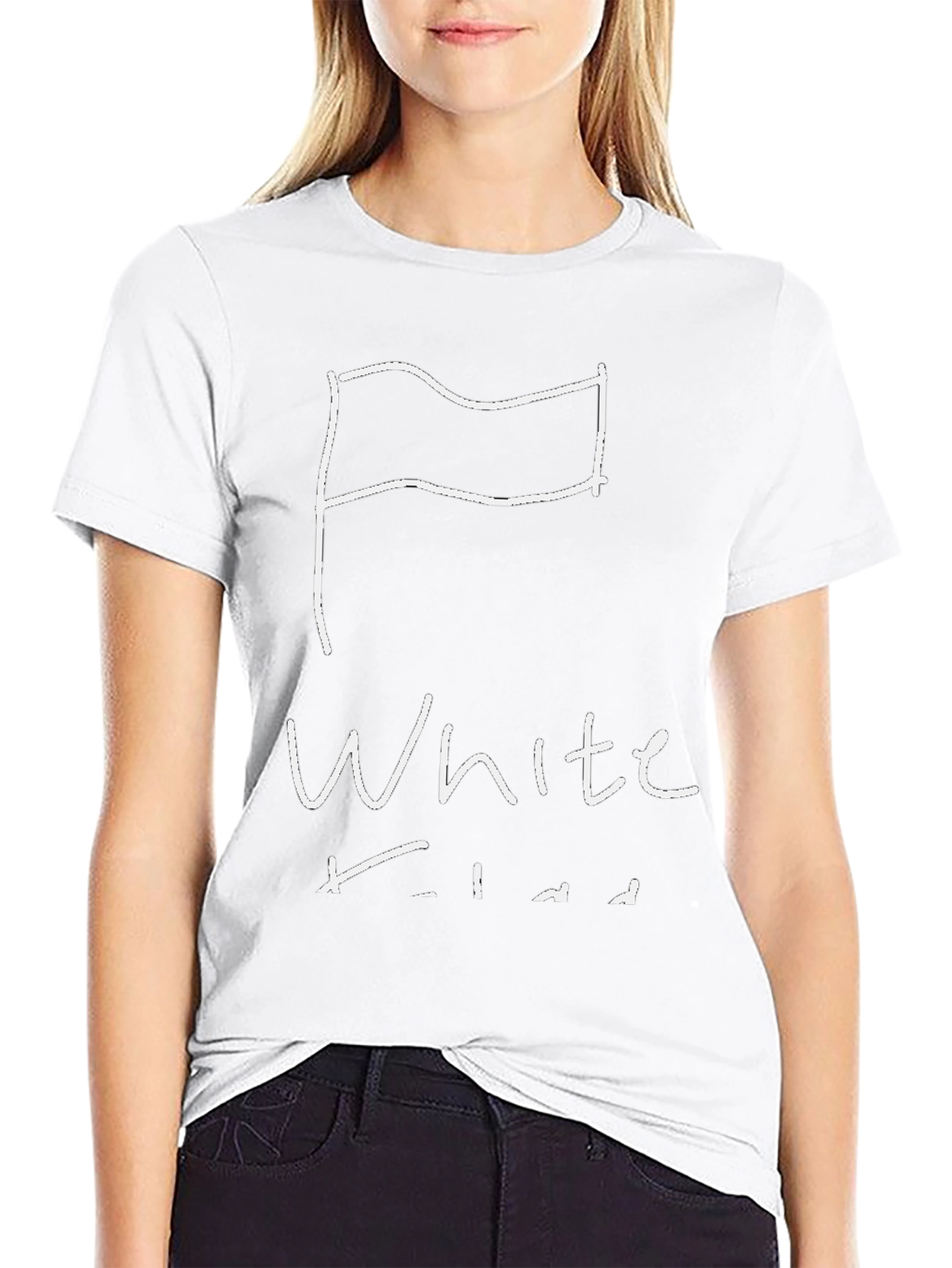 White Flag Graphic Tee - Black Cotton Shirt