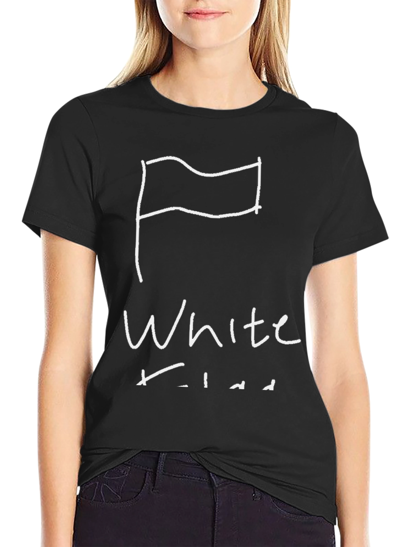 White Flag Graphic Tee - Black Cotton Shirt