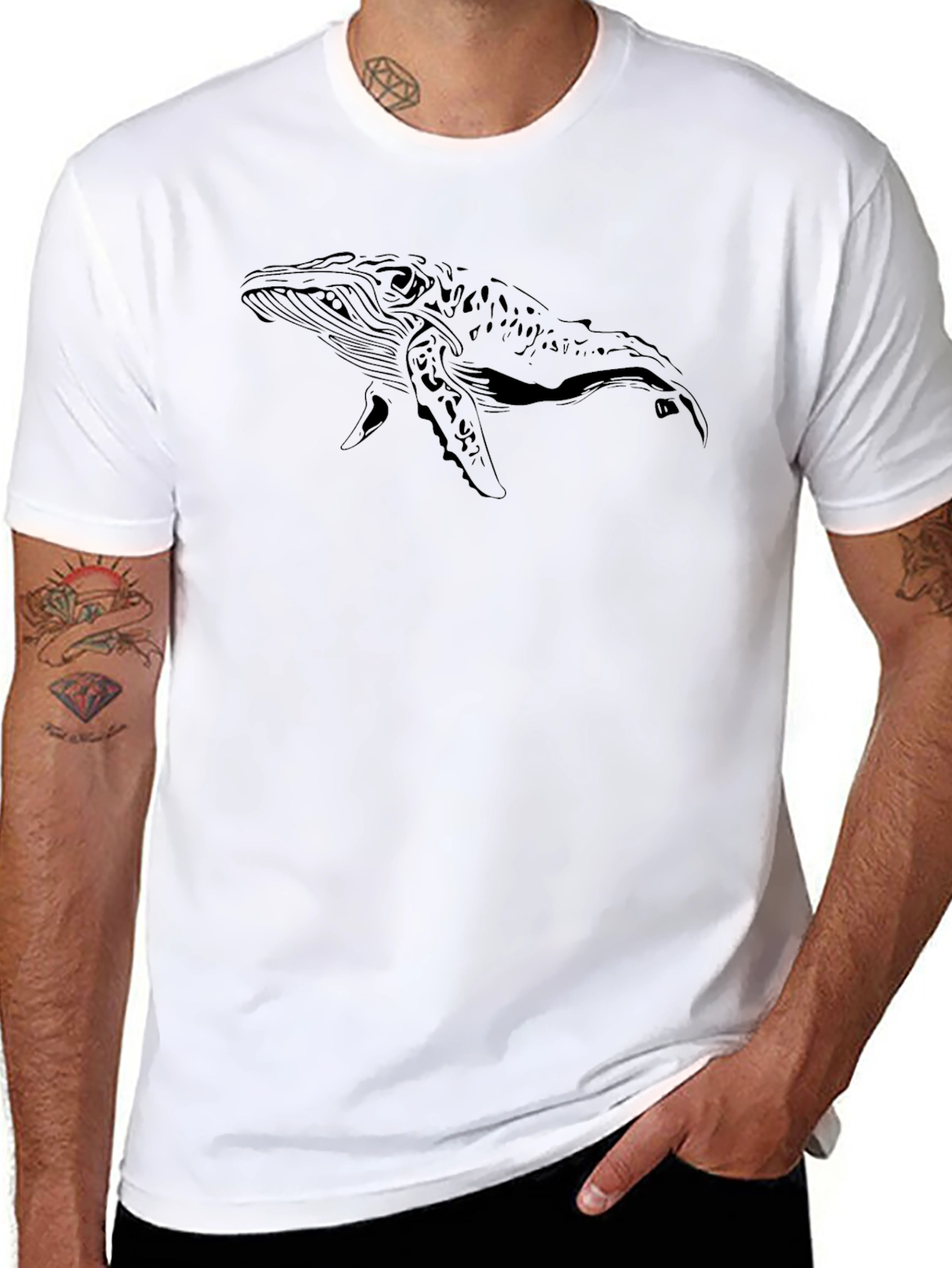 Whale Graphic Black T-Shirt