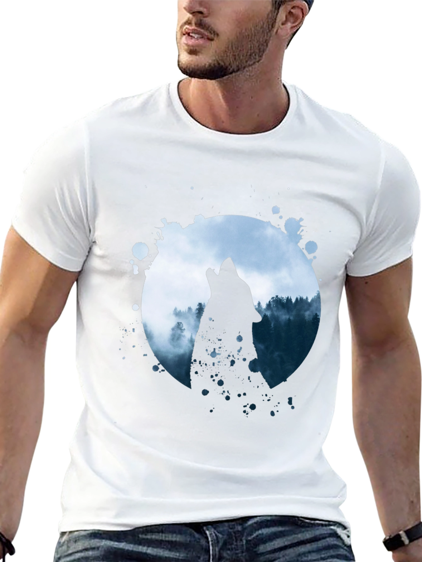 Wolf Howl Graphic Tee - Black Cotton Blend