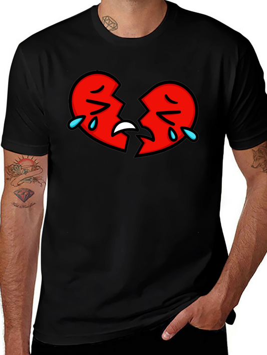 Broken Heart Graphic Tee - Black Cotton Shirt