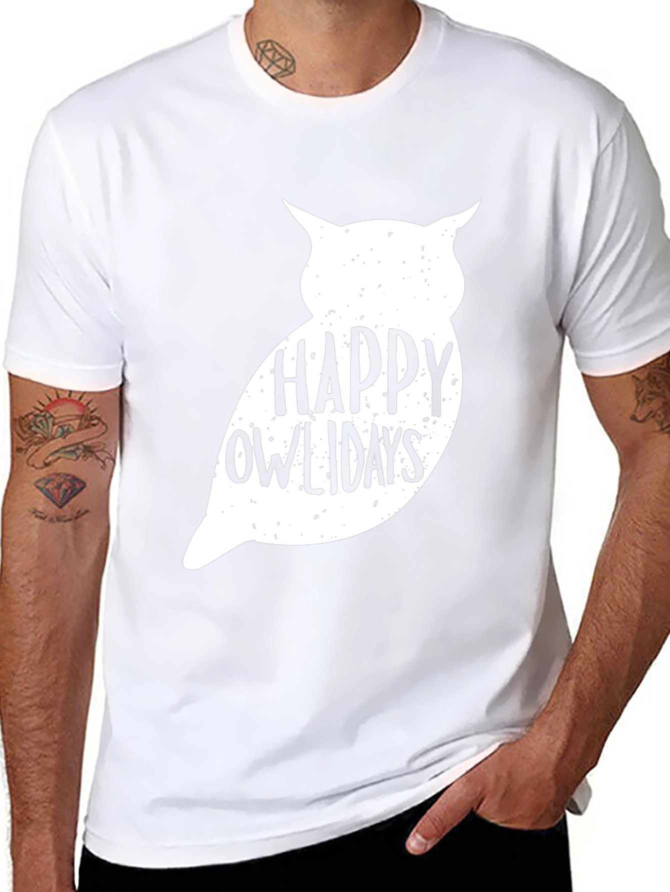 Happy Owlidays Graphic Tee - Soft Black Cotton