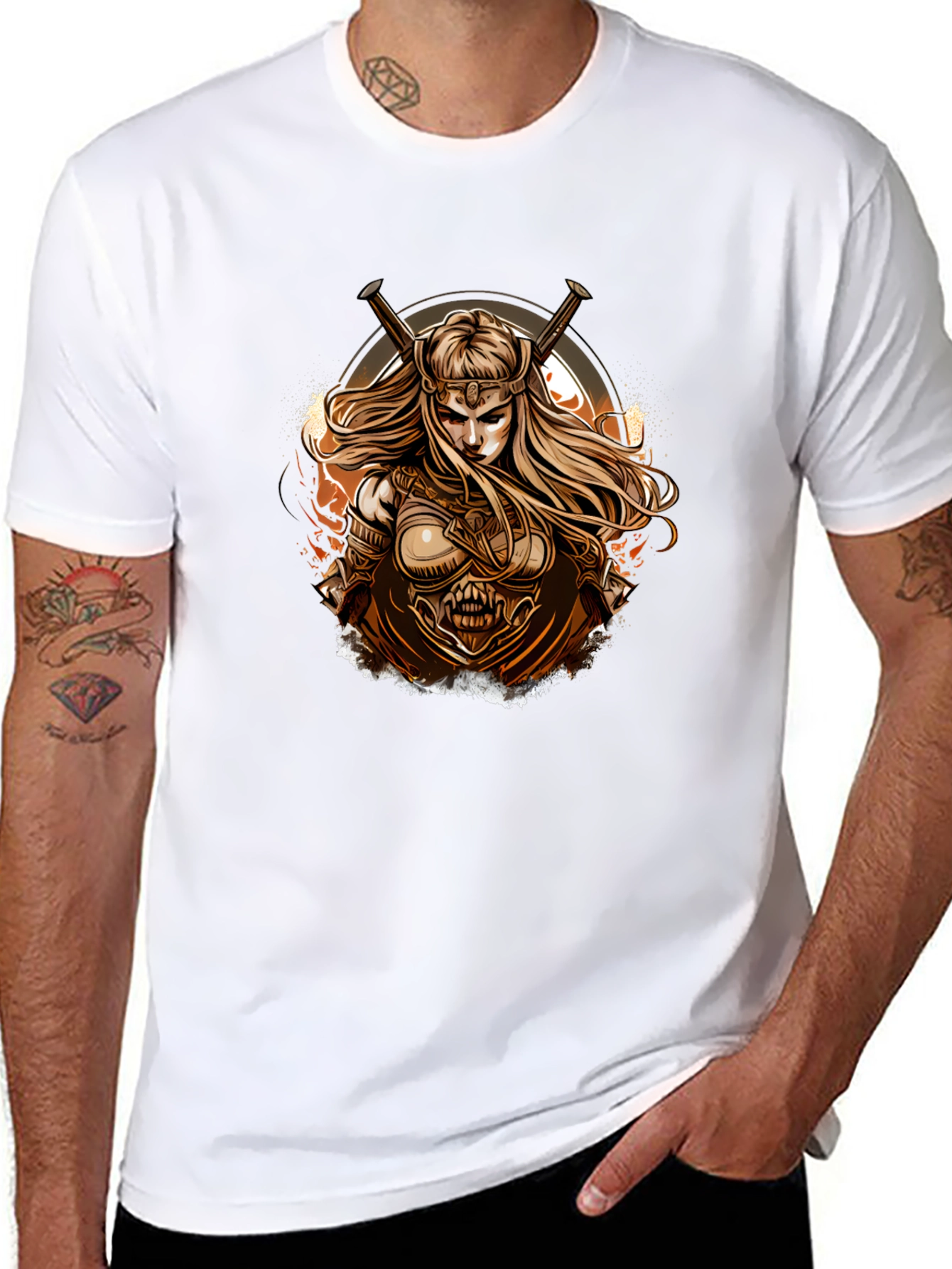 Valkyrie Warrior Graphic Tee - Black Cotton Blend