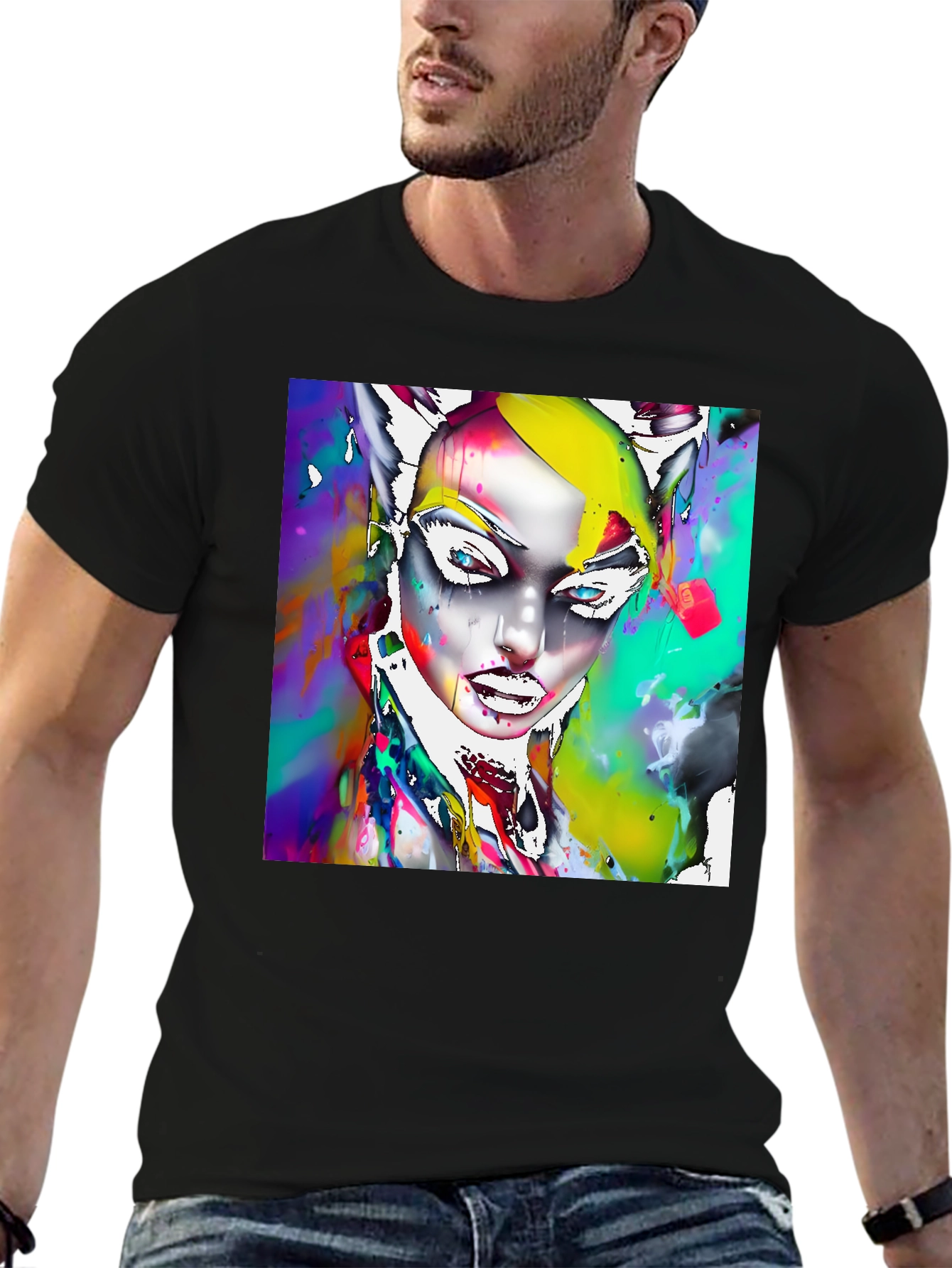 Abstract Art T-Shirt - Catwoman Inspired Design