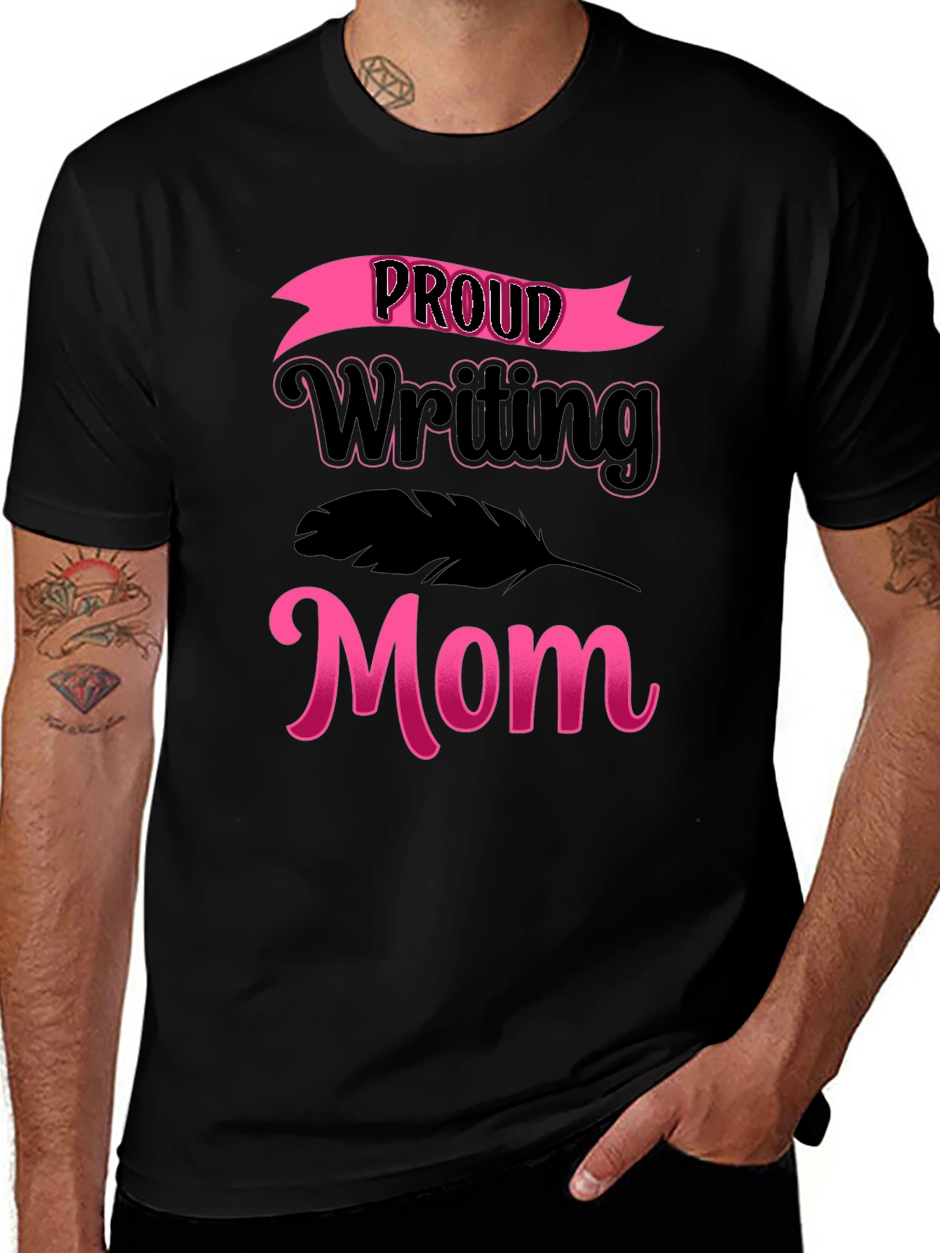 Proud Writing Mom T-Shirt - Black