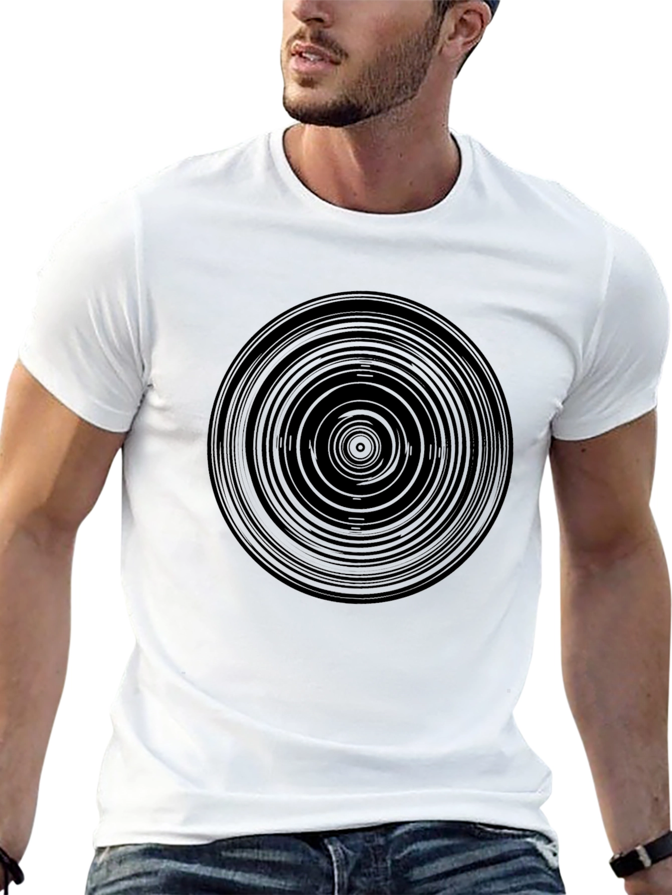 Abstract Circle Graphic Black T-Shirt