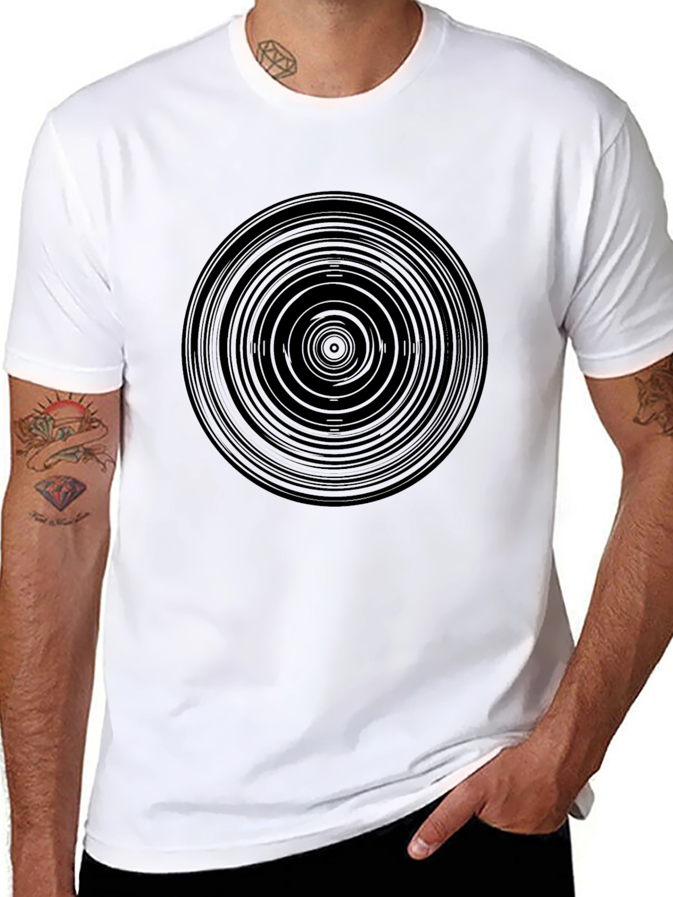 Abstract Circle Graphic Black T-Shirt