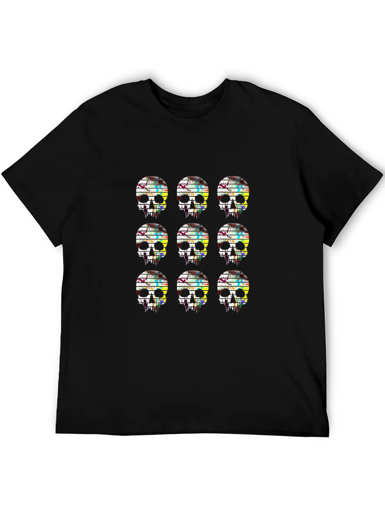 Skull Grid Graphic Tee - Mens Black T-Shirt