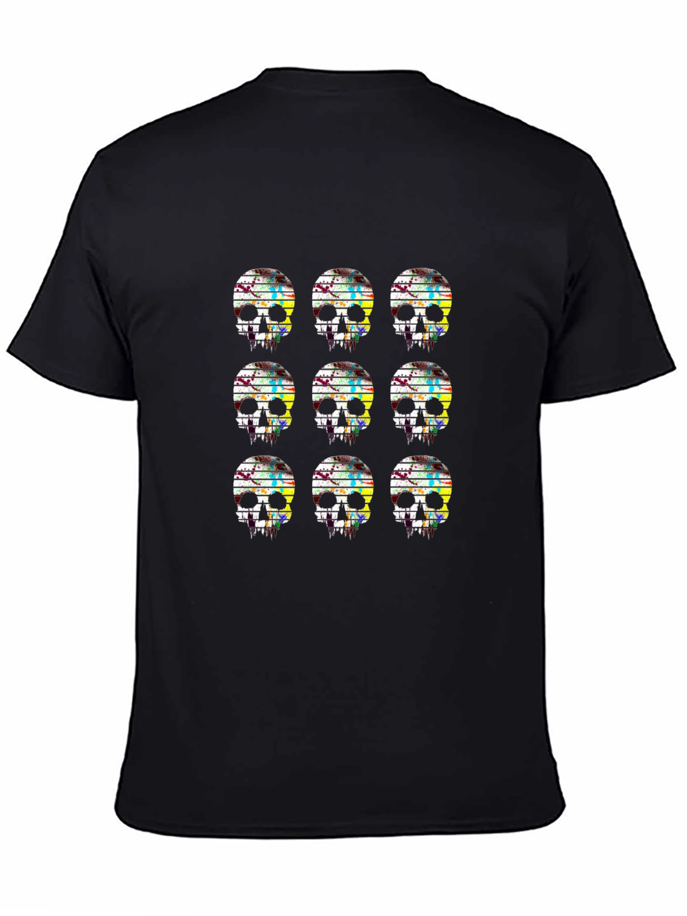 Skull Grid Graphic Tee - Mens Black T-Shirt