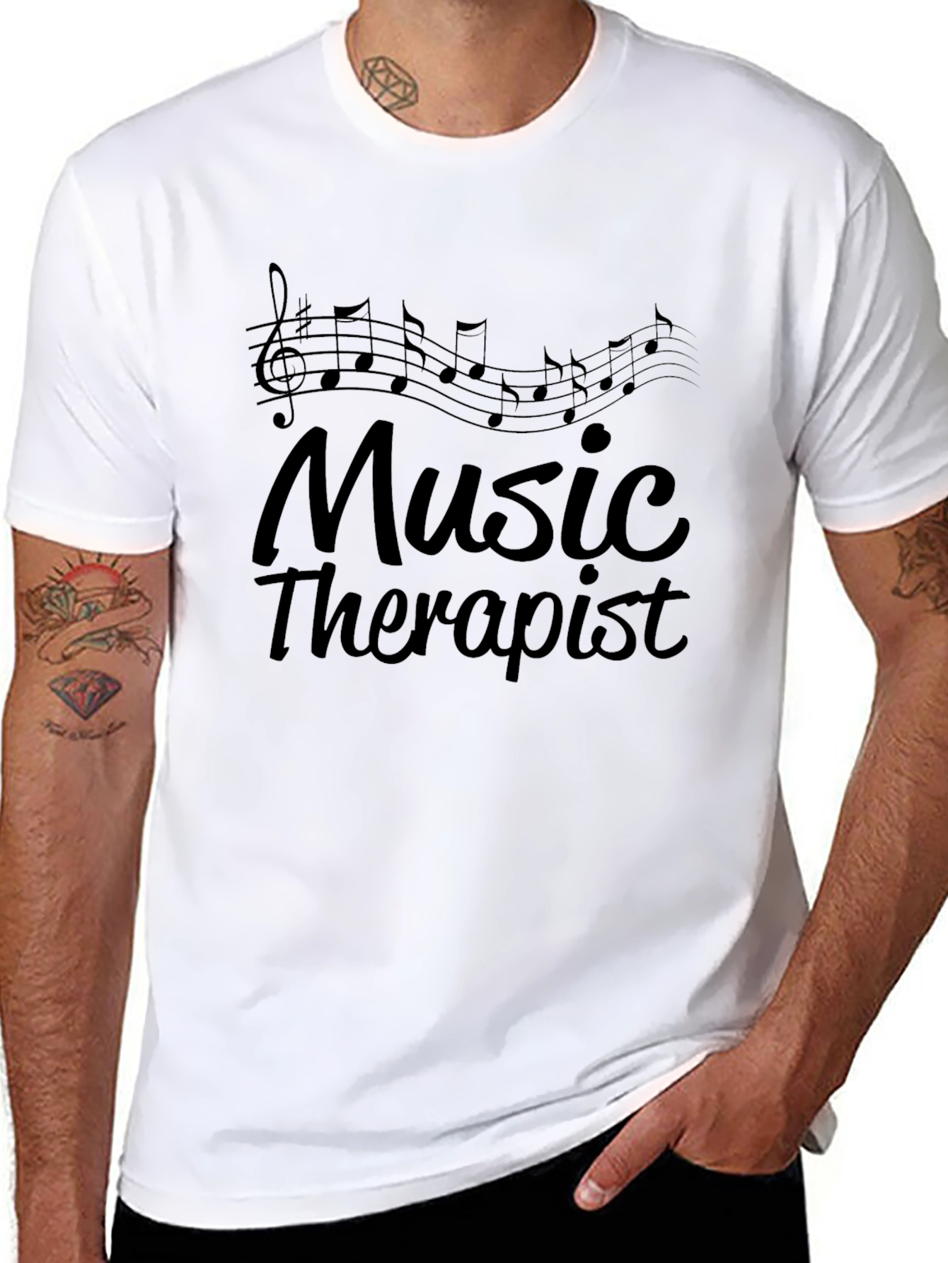 Music Therapist T-Shirt - Black Graphic Tee