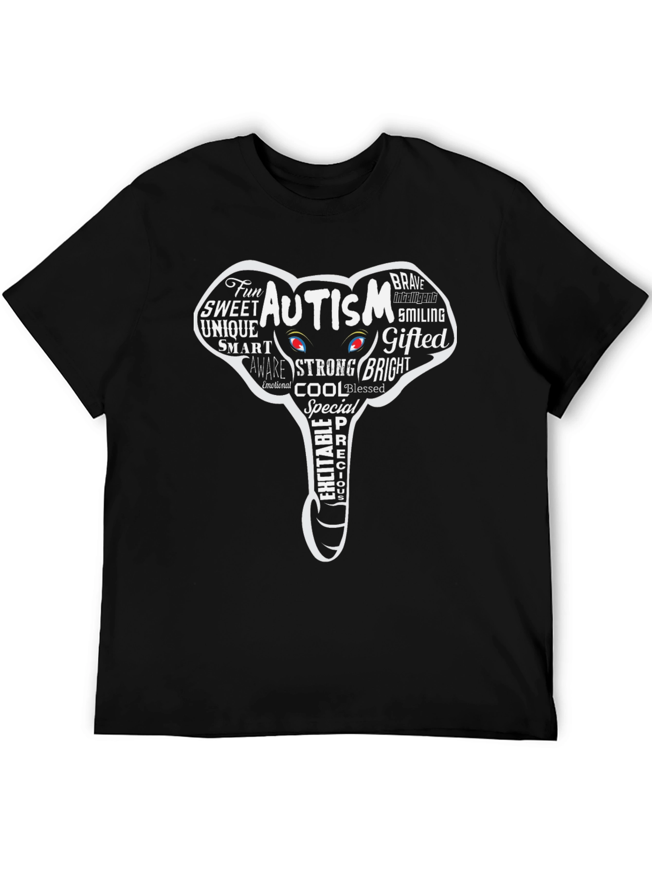 Autism Awareness Elephant Graphic Tee - Black