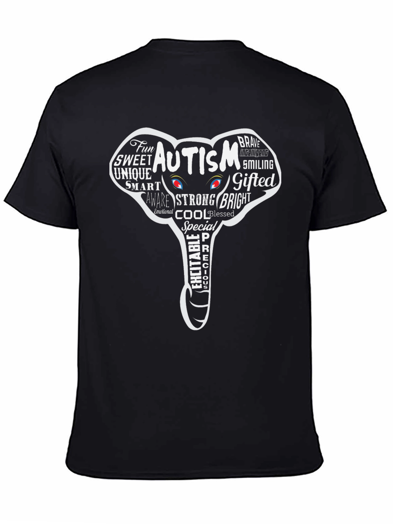 Autism Awareness Elephant Graphic Tee - Black