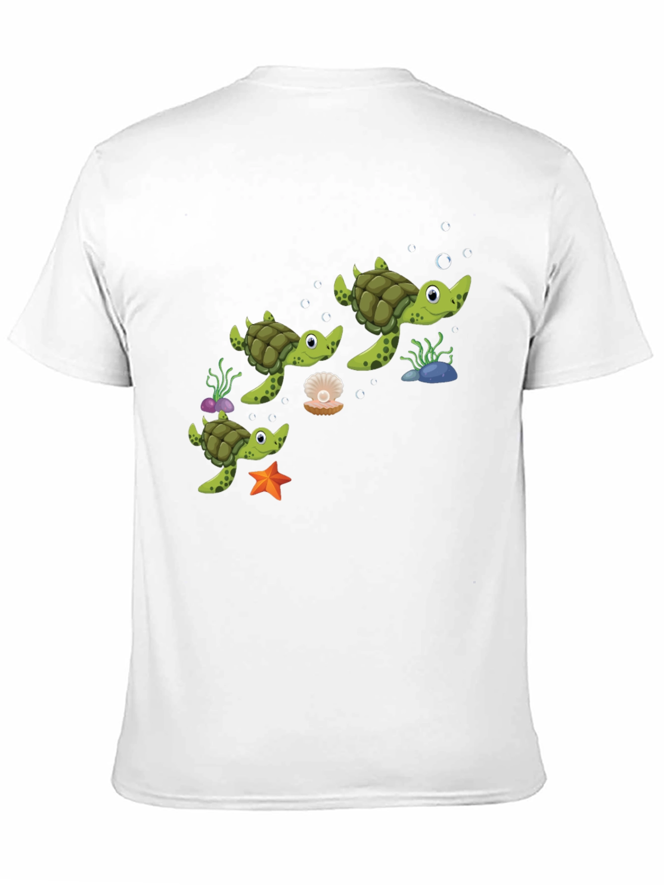 Cute Turtle Family Graphic Tee - Black Cotton T-Shirt