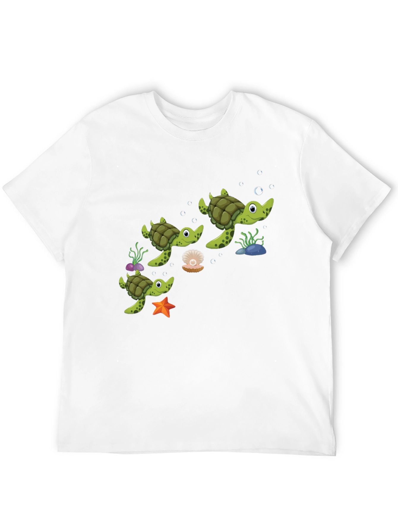 Cute Turtle Family Graphic Tee - Black Cotton T-Shirt