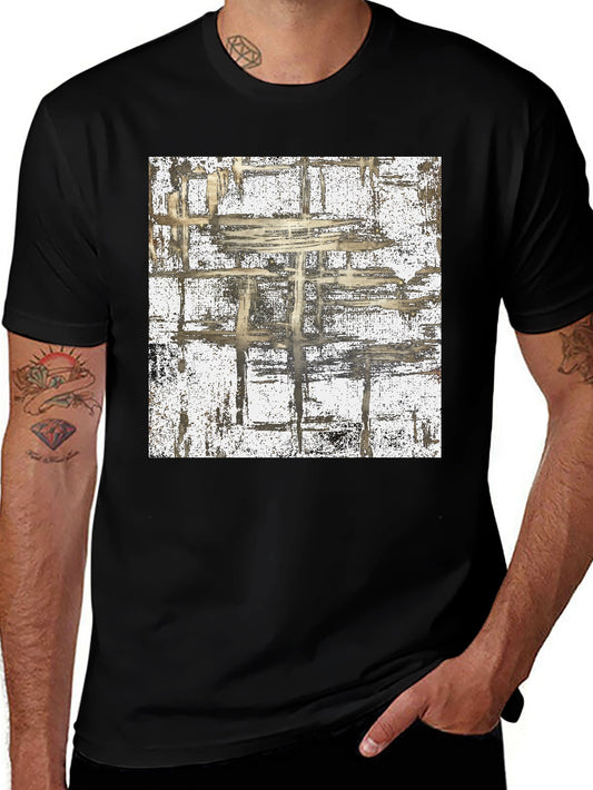 Abstract Grid Graphic Tee - Modern Style