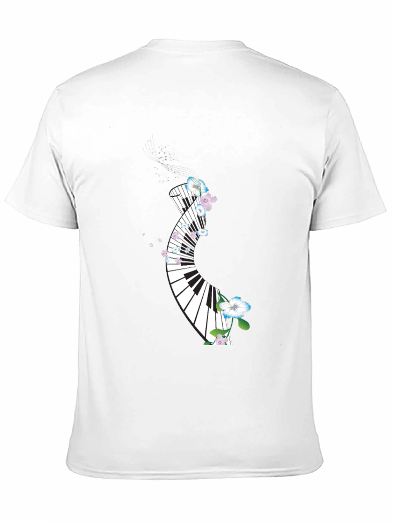 Floral Piano Keys Graphic Black T-Shirt